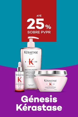 Gama genesis da marca Kérastase com destaque promocional de até 25% sobre preço de Venda ao Público Recomendado